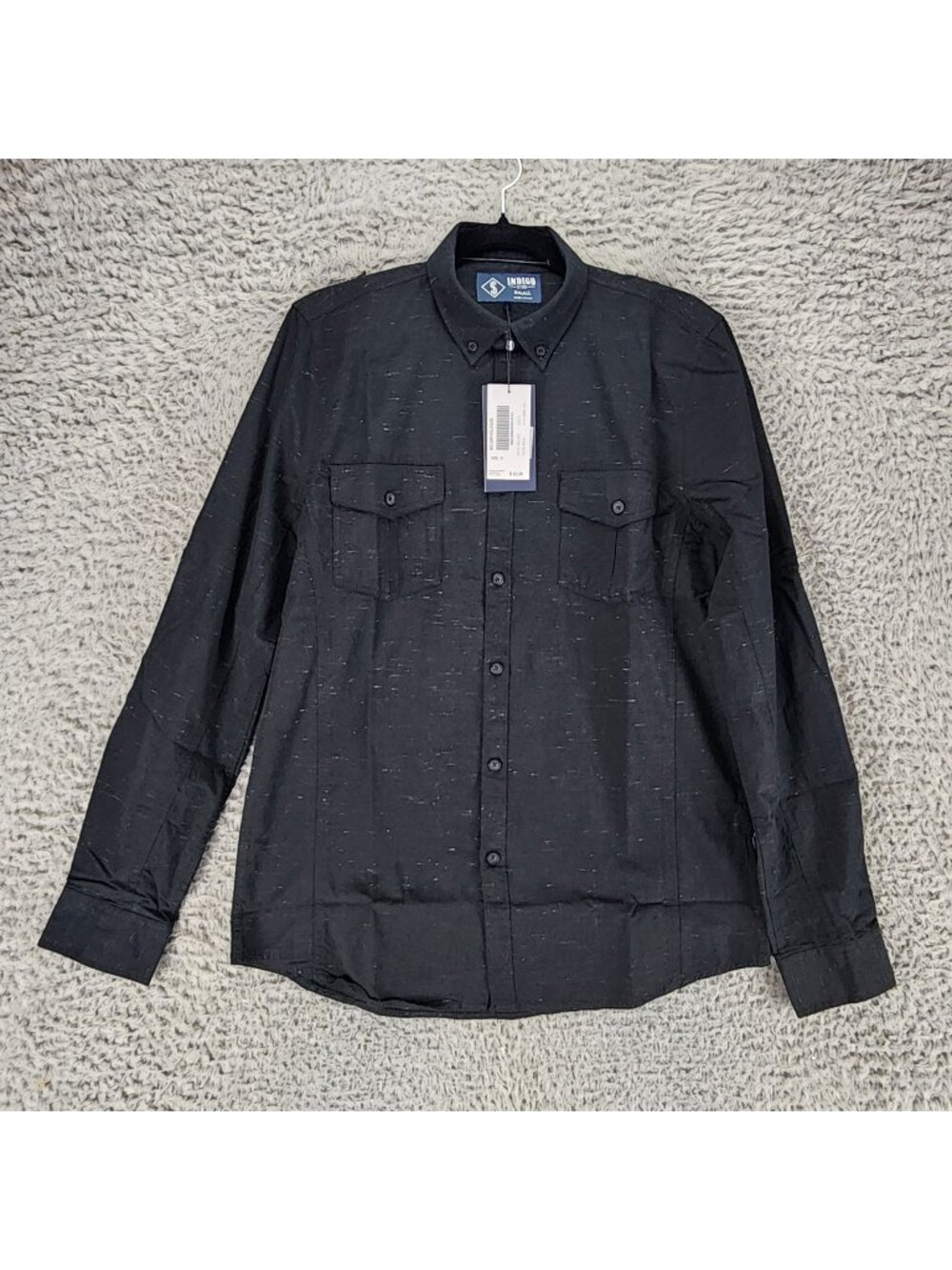 Indigo Star Shirt Mens Small Black Life Long Sleeve Roll Tab Button Up *NWT*